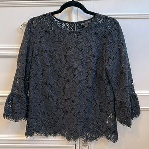 Banana Republic Black Lace Bell Sleeve Top Size Small